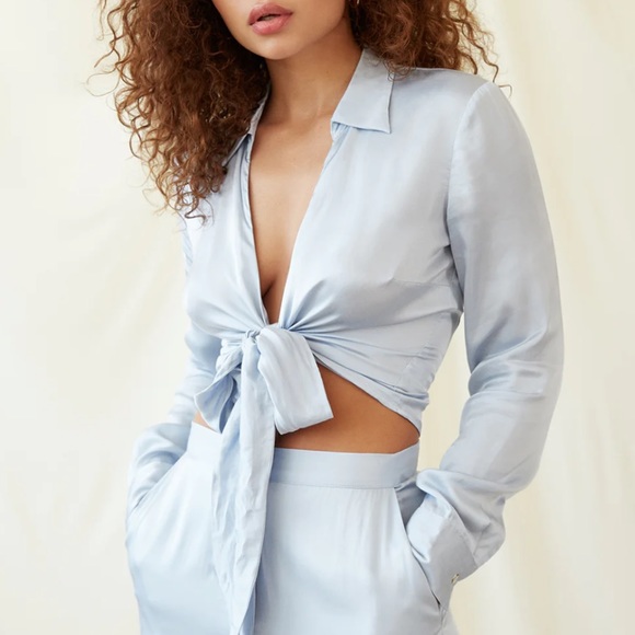 ANDJELA SATIN SET IN ICE BLUE SIZE MEDIUM - Picture 2 of 2